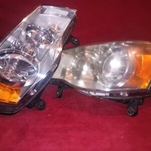 Car Headlight Assembly with Silver and Orange Accents